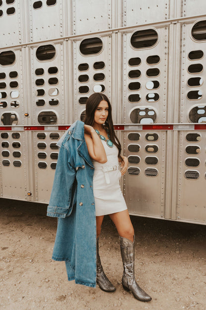  Drover Denim Trench Coat-Large
