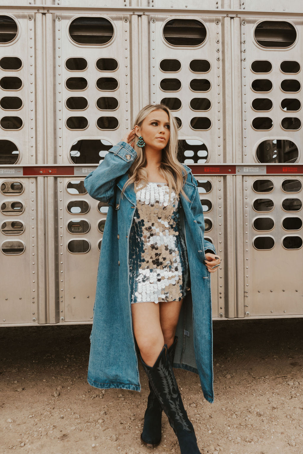  Drover Denim Trench Coat-Large