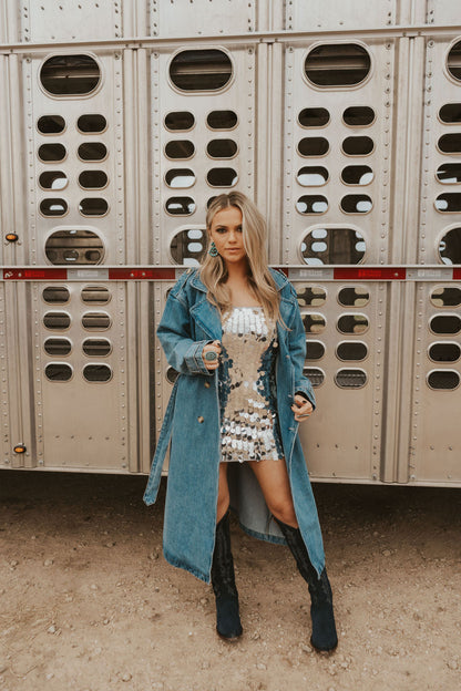  Drover Denim Trench Coat-Large