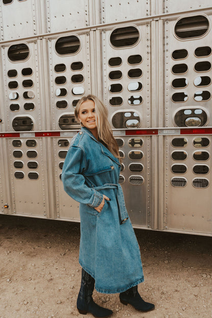  Drover Denim Trench Coat-Large