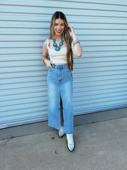  The Devers Denim Skirt