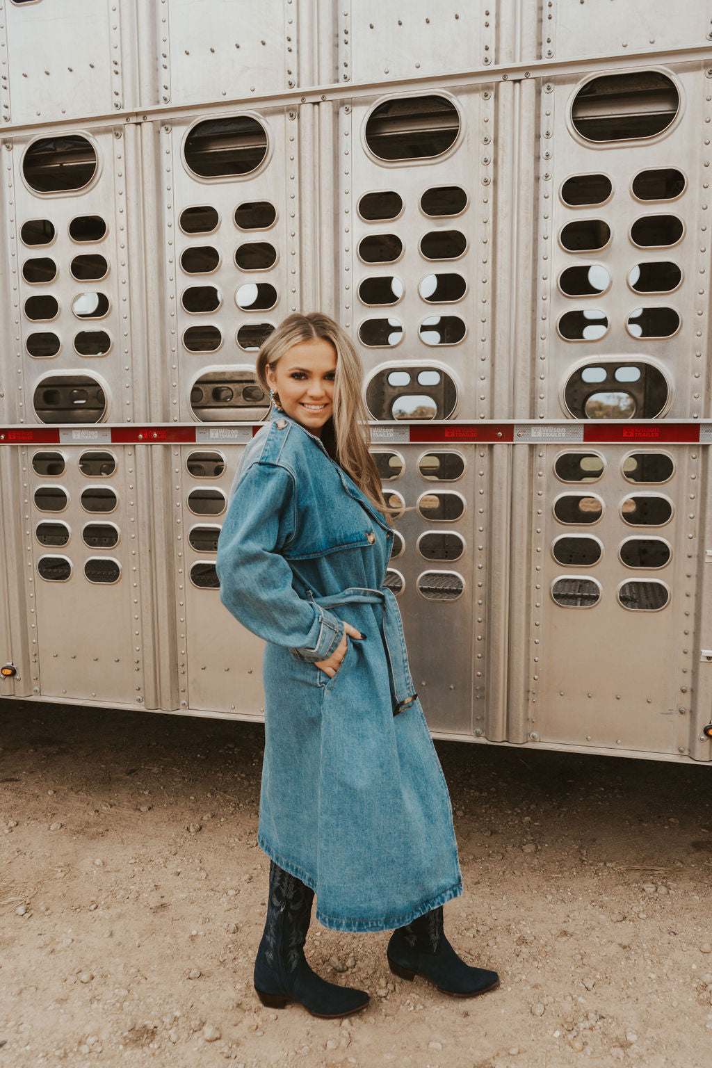  Drover Denim Trench Coat-Large