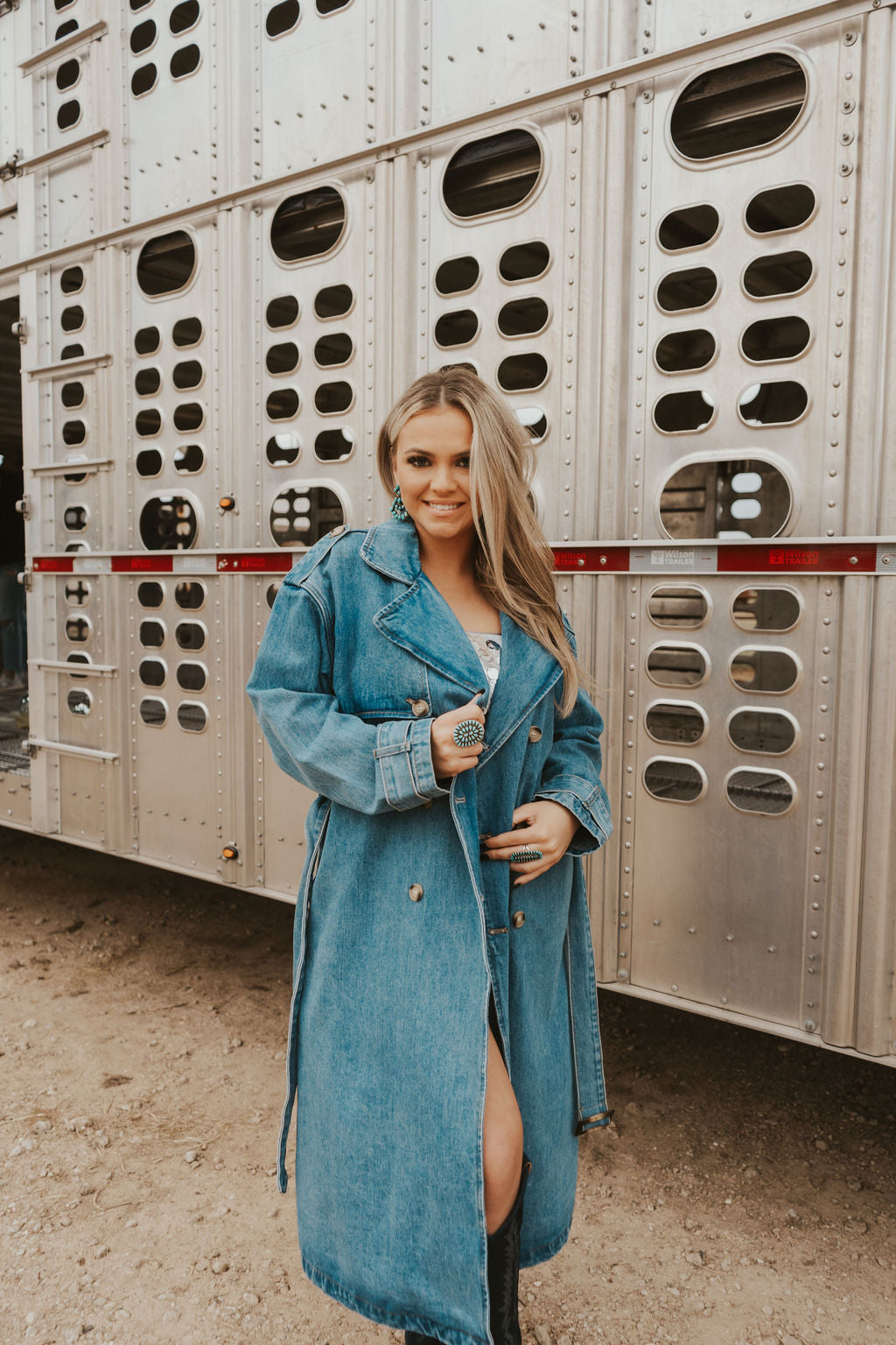  Drover Denim Trench Coat-Large