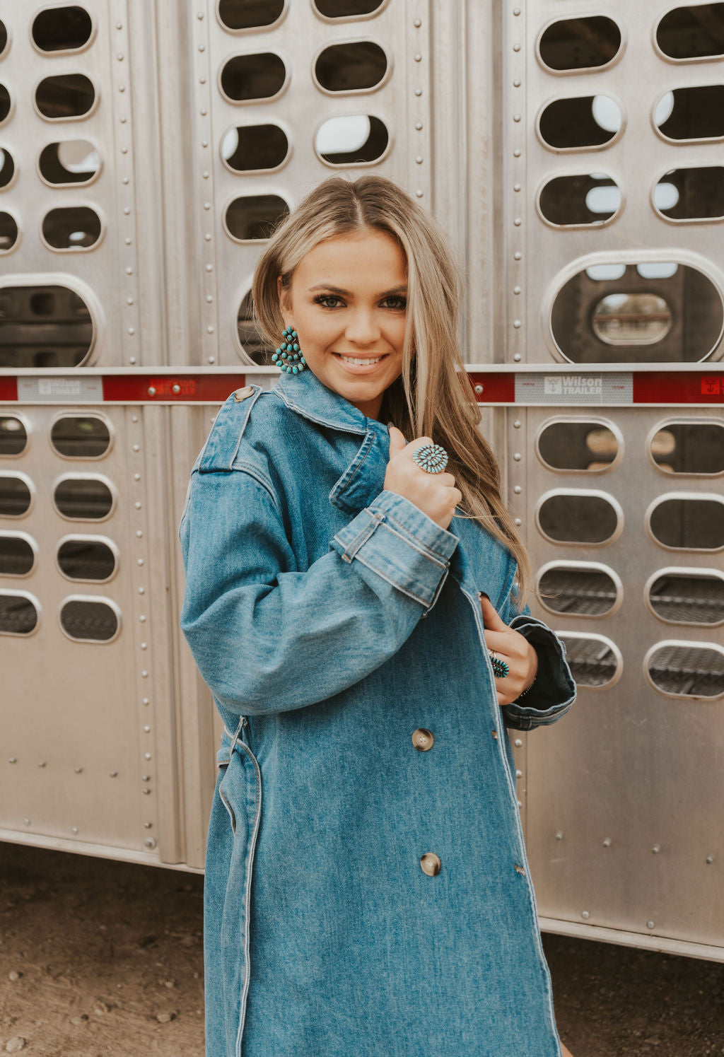  Drover Denim Trench Coat-Large