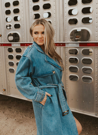  Drover Denim Trench Coat-Large