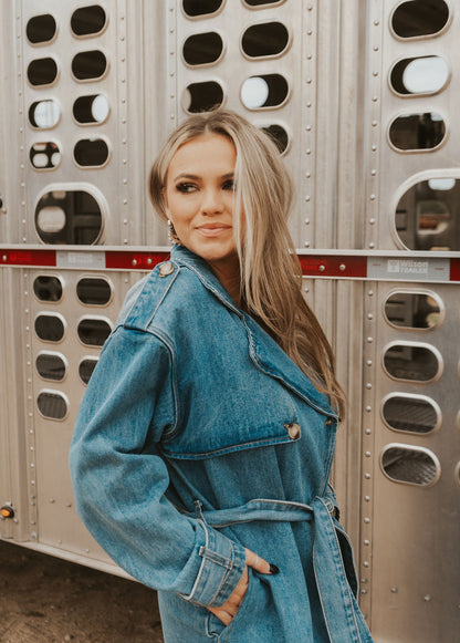  Drover Denim Trench Coat-Large
