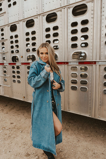  Drover Denim Trench Coat-Large