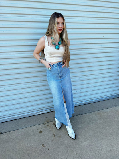  The Devers Denim Skirt