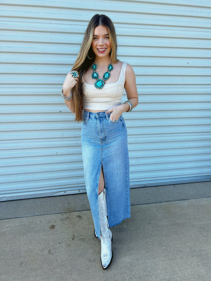  The Devers Denim Skirt