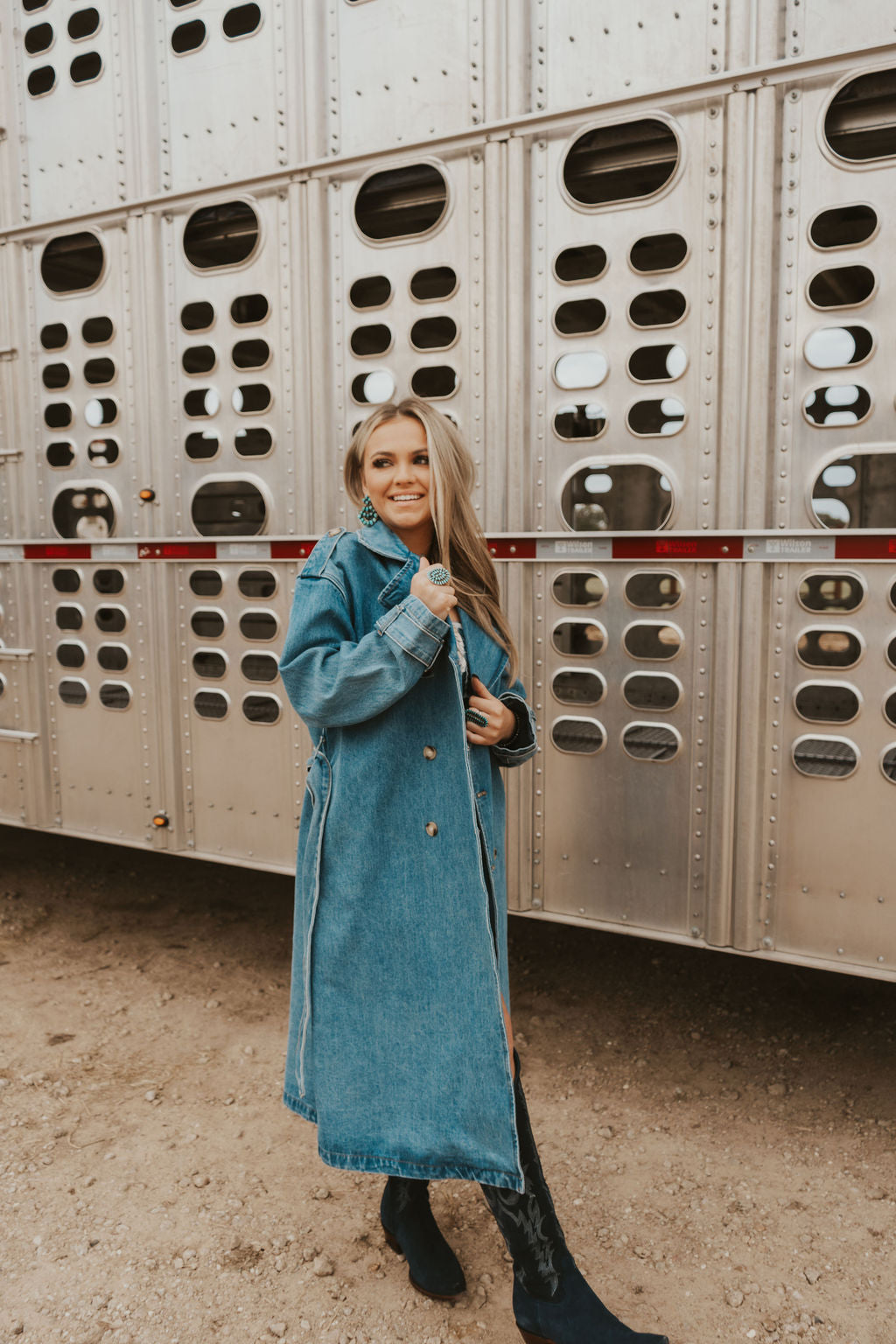  Drover Denim Trench Coat-Large