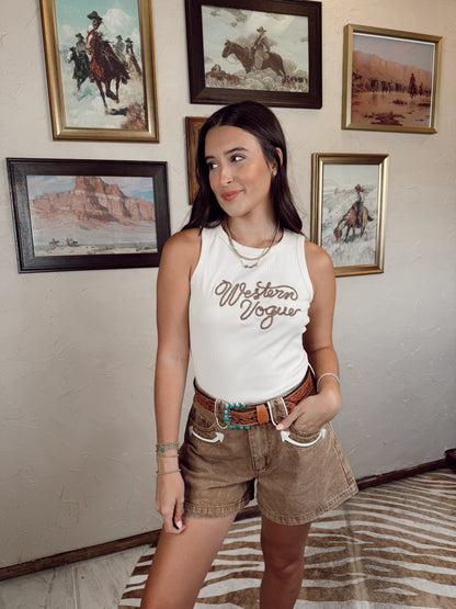  The Abilene Denim Shorts In Tan