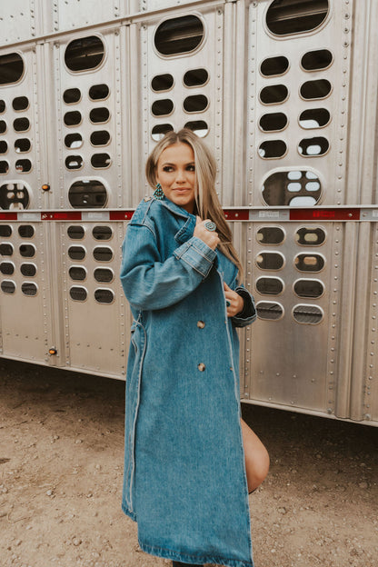  Drover Denim Trench Coat-Large