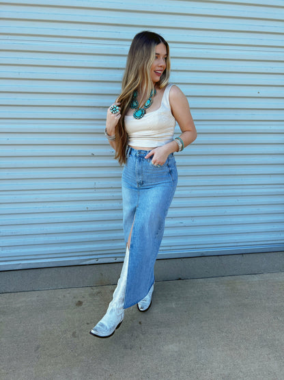  The Devers Denim Skirt