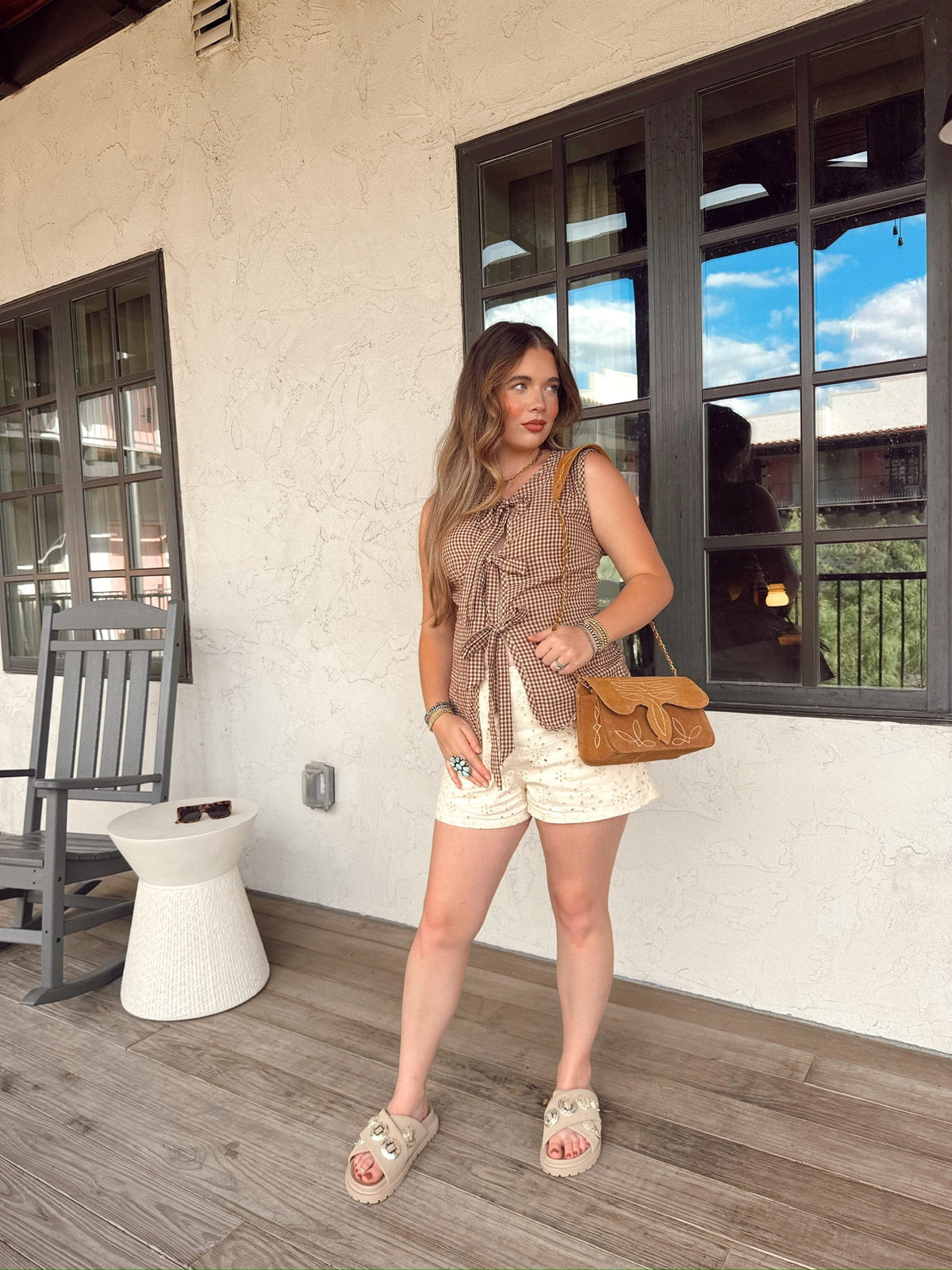 The Gingham Vest In Brown