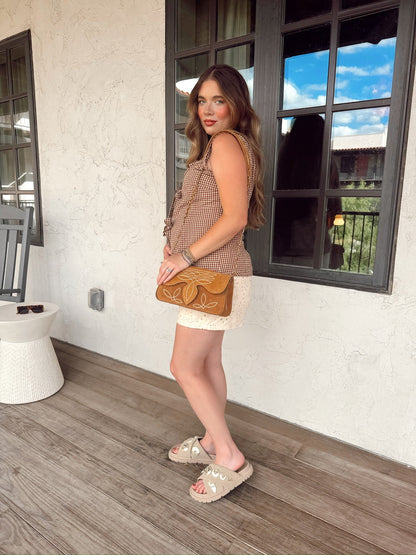  The Gingham Vest In Brown