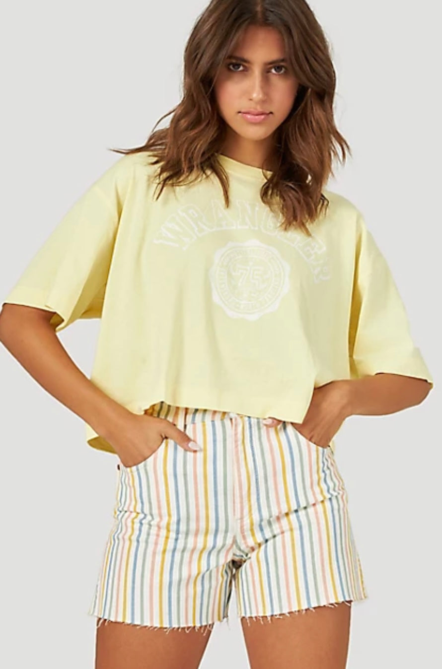  Wrangler Collegiate Crop Boxy T-Shirt-XS
